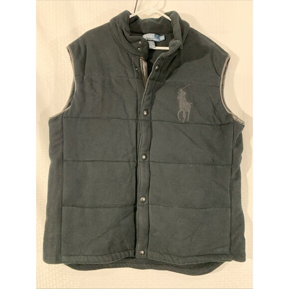 Polo Ralph Lauren Big Pony Puffer Vest Mens XXL 2XL Black Quilted - Picture 1 of 7